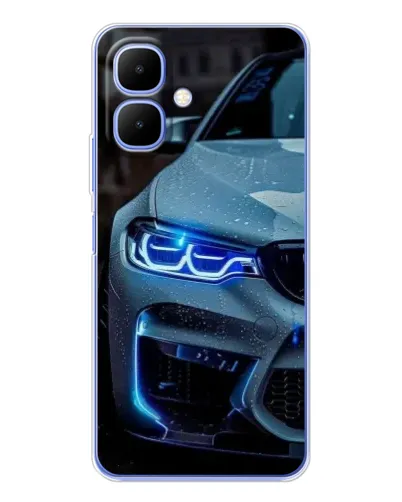 Чохол для Infinix Smart 10 з картинкою «Погляд BMW з синіми фарами»