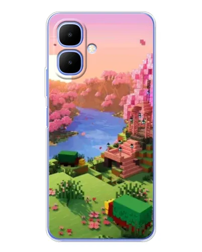 Чехол для Infinix Smart 10 с картинкой «Розовое дерево Minecraft»