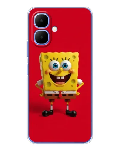 Чехол для Infinix Smart 10 с картинкой «Спанч Боб на красном»