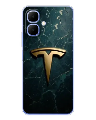 Чехол для Infinix Smart 10 с картинкой «Мраморная Tesla Gold»