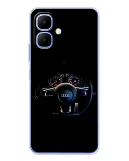 Чехол для Infinix Smart 10 с картинкой «Салон Audi — руль»