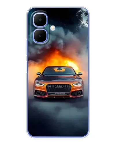 Чехол для Infinix Smart 10 с картинкой «Audi в огненном дыму»