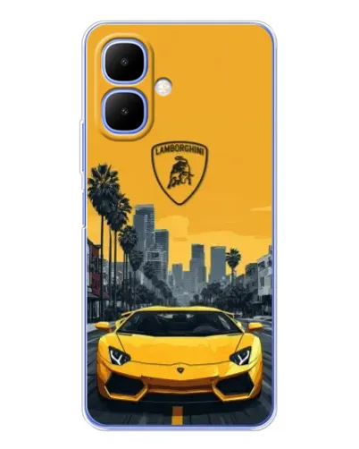 Чехол для Infinix Smart 10 с картинкой «Желтый Lamborghini город»