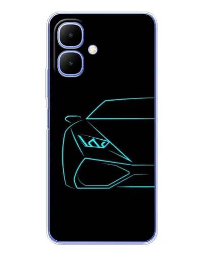 Чехол для Infinix Smart 10 с картинкой «Голубой силуэт Lamborghini»
