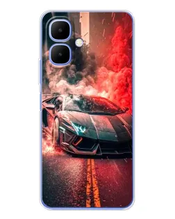 Чехол для Infinix Smart 10 с картинкой «Lamborghini красный дым»