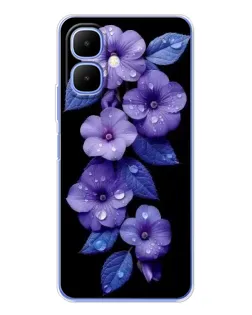 Чехол для Infinix Smart 10 с картинкой «Фиолетовые цветы с росою»