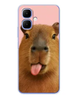 Чехол для Infinix Smart 10 с картинкой «Капибара с языком»