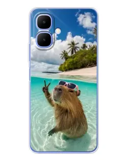 Чехол для Infinix Smart 10 с картинкой «Капибара на море»