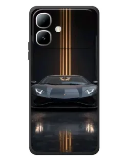 Чехол для Infinix Smart 20 с картинкой «Lamborghini золотые линии»