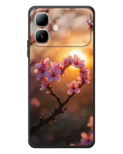 Чехол для Infinix Smart 20 с картинкой «Розовый цвет сердце на фоне заката» Чехол для Infinix Smart 20 с картинкой «Розовый цвет сердце на фоне заката»