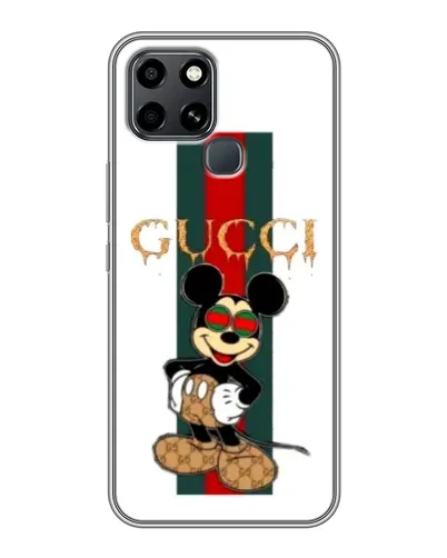 Чехол для Infinix Smart 6 с картинкой «Микки Маус Gucci — полосы»
