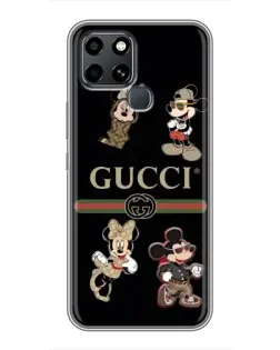 Чехол для Infinix Smart 6 с картинкой «Gucci — герои Disney и монограмма»