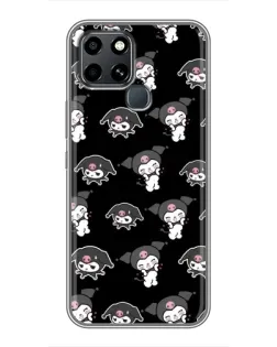 Чохол для Infinix Smart 6 з картинкою «Чорний паттерн Kuromi»