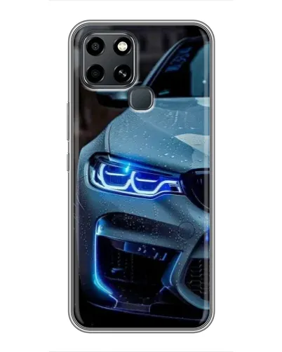 Чехол для Infinix Smart 6 с картинкой «Взгляд BMW с синими фарами»