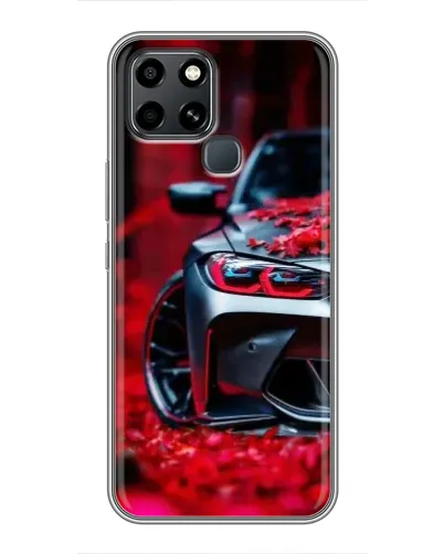 Чехол для Infinix Smart 6 с картинкой «Спортивная BMW и цветы»