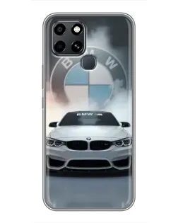 Чехол для Infinix Smart 6 с картинкой «BMW в белом дыму»