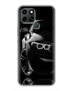 Чехол для Infinix Smart 6 с картинкой «Черная BMW — профиль»