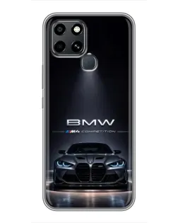 Чехол для Infinix Smart 6 с картинкой «BMW сквозь ночной город»