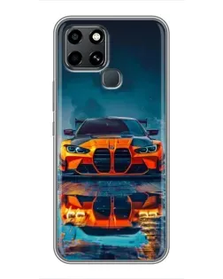 Чехол для Infinix Smart 6 с картинкой «BMW — золотая эмблема»