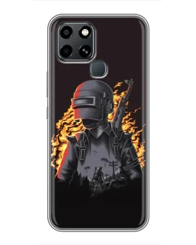Чехол для Infinix Smart 6 с картинкой «PUBG — огненный силуэт»