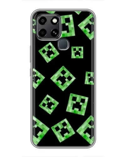 Чехол для Infinix Smart 6 с картинкой «Паттерн с криперами»