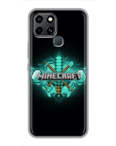 Чехол для Infinix Smart 6 с картинкой «Minecraft Diamond лого»