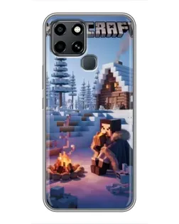 Чехол для Infinix Smart 6 с картинкой «Зимний Minecraft»