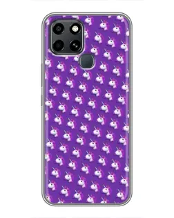 Чехол для Infinix Smart 6 с картинкой «Единороги на фиолетовом»