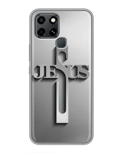 Чехол для Infinix Smart 6 с картинкой «Металлический крест Jesus»