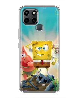 Чехол для Infinix Smart 6 с картинкой «Спанч Боб победитель»