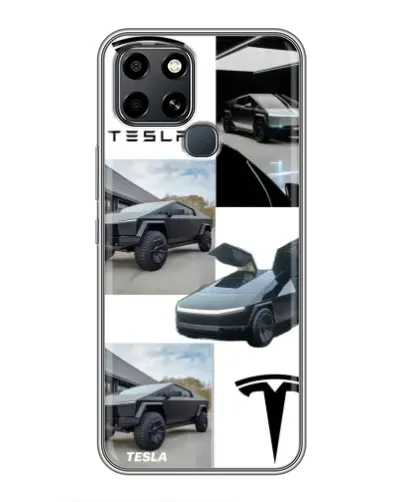Чохол для Infinix Smart 6 з картинкою «Колаж Cybertruck Tesla»
