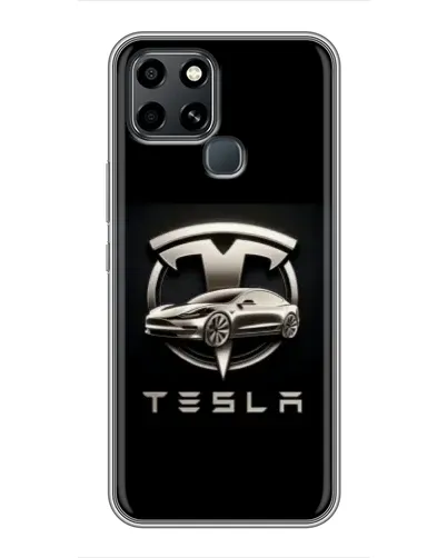 Чохол для Infinix Smart 6 з картинкою «Tesla — срібне авто»