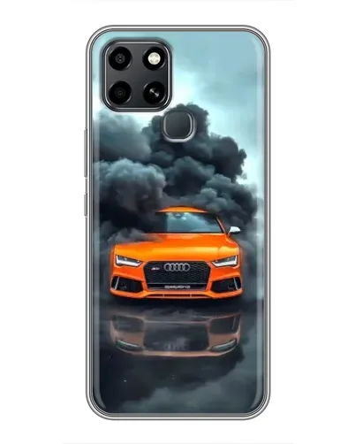 Чехол для Infinix Smart 6 с картинкой «Audi в облаках дыма»