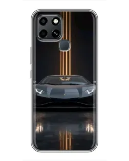 Чехол для Infinix Smart 6 с картинкой «Lamborghini золотые линии»