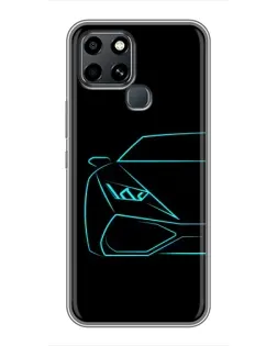 Чехол для Infinix Smart 6 с картинкой «Голубой силуэт Lamborghini» Чехол для Infinix Smart 6 с картинкой «Голубой силуэт Lamborghini»
