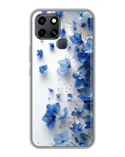 Чехол для Infinix Smart 6 с картинкой «Голубой цветочный каскад»