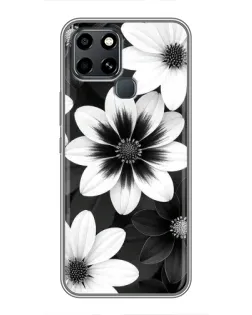 Чехол для Infinix Smart 6 с картинкой «Монохромные астры»