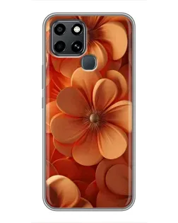 Чехол для Infinix Smart 6 с картинкой «Оранжевый макро цветок»