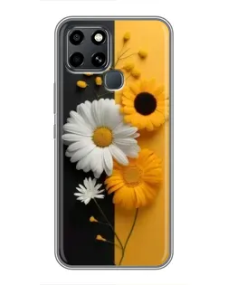 Чехол для Infinix Smart 6 с картинкой «Подсолнух и ромашка»
