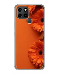 Чехол для Infinix Smart 6 с картинкой «Оранжевые герберы»