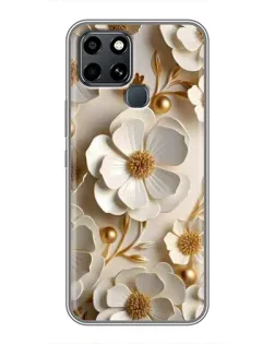 Чехол для Infinix Smart 6 с картинкой «Белие бумажние  цвети»