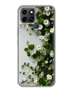 Чехол для Infinix Smart 6 с картинкой «Ветка мелких белых цветов»