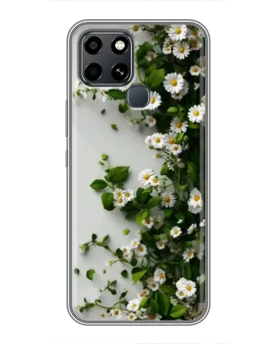 Чехол для Infinix Smart 6 с картинкой «Ветка мелких белых цветов»