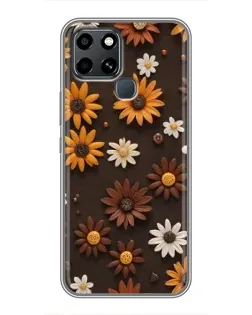 Чехол для Infinix Smart 6 с картинкой «Узор из маленьких подсолнухов»