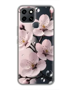 Чехол для Infinix Smart 6 с картинкой «Нежная сакура и капли»
