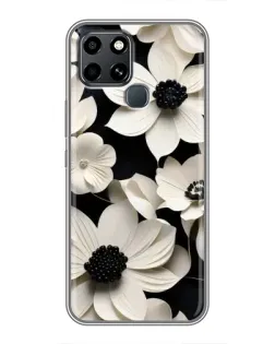 Чехол для Infinix Smart 6 с картинкой «Объемные белые цветы»
