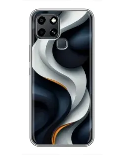 Чехол для Infinix Smart 6 с картинкой «Объемные черно-белые ленты» Чехол для Infinix Smart 6 с картинкой «Объемные черно-белые ленты»