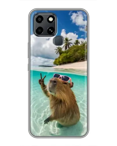 Чехол для Infinix Smart 6 с картинкой «Капибара на море»