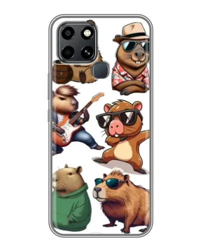 Чехол для Infinix Smart 6 с картинкой «Крутые капибары музыканты»