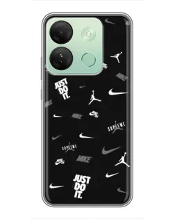 Чехол для Infinix Smart 7 HD с картинкой «Nike Black Pattern» Чехол для Infinix Smart 7 HD с картинкой «Nike Black Pattern»